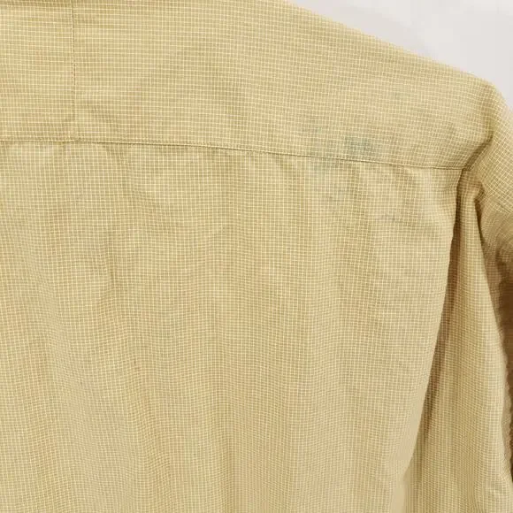 Vintage Chaps Ralph Lauren Dress Shirt Mens Extra Large Tan Check Button Up Top - Picture 8 of 11